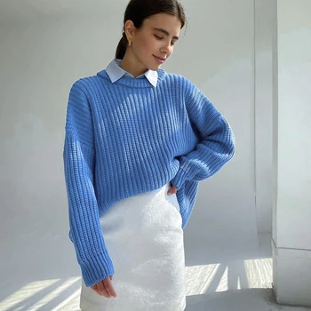 Beyouare Zimske pamučne topli puloveri Ženski pulover Pletenje O-izrez dugi rukav Kardigan Soft Elegantan Casual korejski Ženski džemper