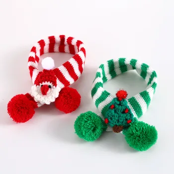 Božićni kućni ljubimci Pletene šal Crvene i zelene Prugasta Mačka vratne maramicu Zimi toplo ogrlica za pse Božićni domjenak Mače Ogrlica