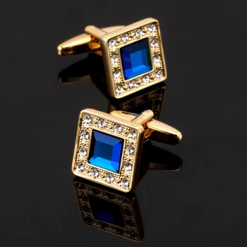 Novi modni trg geometrijski manžete s gumbima darove modni srebrno-zlatni kristalno blizanci dugmad za manžete muška košulja nakit