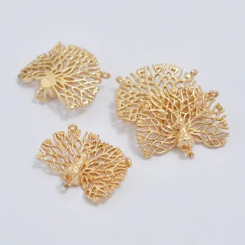 10шт DIY bakar šarm Čudno novi mali zlatni privjesak u obliku pauna za ogrlicu ili narukvicu