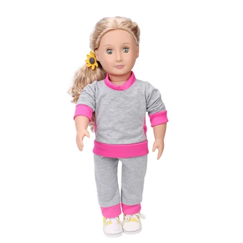 Odjeća za lutke Svakodnevni пижама siva sportski kostim pribor za igračke prikladne za 18-inčni lutke za djevojčice i 43-inčni lutke c422