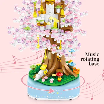 Nova Sakura Revolving Muzička Kutija 608 kom. Gradivni Blokovi flower girl Igračka za djevojčice Poklon
