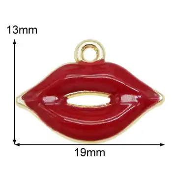 Julie Van 10 kom. Emajl Crvene Privjesci za Usne Seks Usta Rafting Zlatni Ton Za Ogrlice Privjesak Zaključke DIY Pribor za izradu nakita