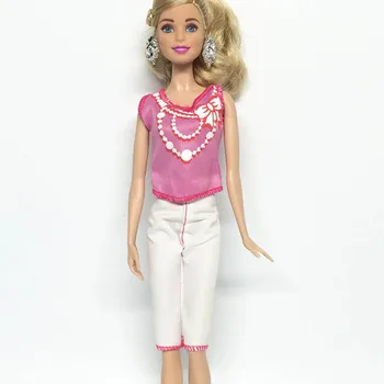 Mali Lutkarska Odjeća za lutke Princezu Barbie Modna roza košulja s lukom i bijele Kratke hlače za 1:6 BJD Pribor za lutke Dječje igračke