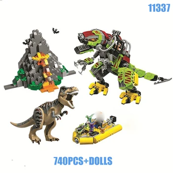 Novi 75938 740 kom. Svijet jurske Serija T-Rex VS Dino-Krzno Borbeni Model je Gradbeni Blok Igračka Za Djecu Dar 11337