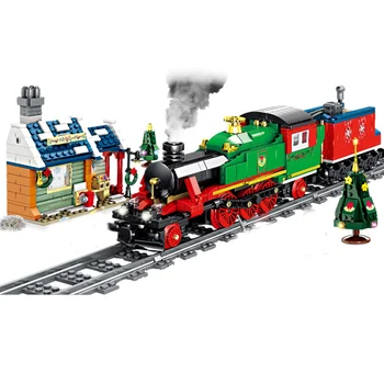 КАЗИ 98251 željeznički vlak zimski lokomotiva sa svjetlom i zvukom dječji blok model igračke za djecu