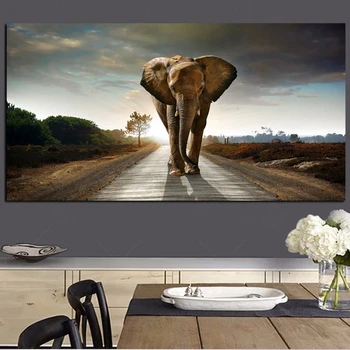 Afrički Slon Krajolik Životinja Slikarstvo na Platnu Pop - Art Poster Apstraktna Umjetnost Zidno Slikarstvo za uređenje Dnevnog boravka Cuadros