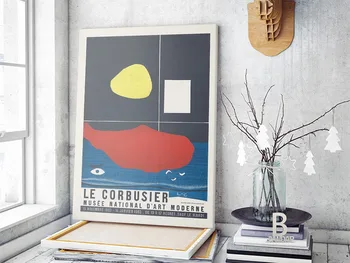 Poster za izložbu Le Corbusier, Nacionalni muzej moderne i suvremene umjetnosti, 1954, Francuska apstraktna umjetnost, Muzej kubizam, Ljeto Gra