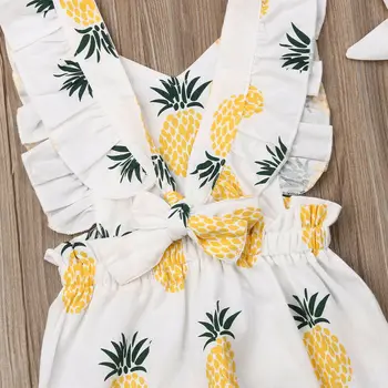 Nova odjeća za djevojčice Tijelo za novorođene bebe bez rukava sa volanima i po cijeloj površini ananasa klizači Povez za glavu Dječje odjeće Odjeća