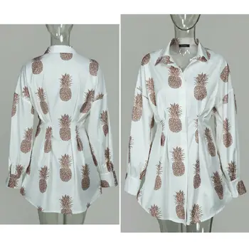 Ljeto Jesen Donje mini-haljina-košulja na zakopčane rukav tri četvrtine struka Zbirka bluza Haljina dugih rukava