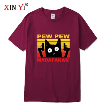 XIN YI Muška visokokvalitetna vanjska odjeća od pamuka sa smiješnim po cijeloj površini mačka majica svakodnevni slobodna cool muška majica s o-izrez majice majice