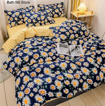 Set posteljine u skandinavskom stilu s cvjetnim uzorkom 220x240 Deka Jastučnicu 250x230 posteljina Male krevetu Single Komplet dekom pokriti Queen King