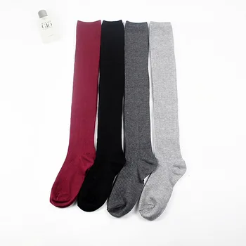 Seksi trendy ženske čarape Iznad koljena Čarape Pamučne čvrste debele duge čarape Ženske čarape do bedra Ženska Velike dimenzije