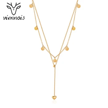 Венское zlatno Laminirano ogrlice za žene Okrugle perle u obliku srca Ogrlicu s dugim privjesci, Ogrlice i Modni nakit od nehrđajućeg čelika
