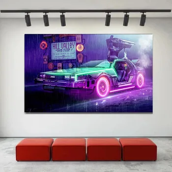 Automobil DeLorean DMC povratak u budućnost Film Slika na platnu Motivacijski Plakat Zidna Slika za Uređenje Doma u Sobi