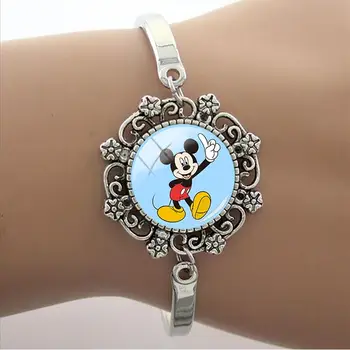 Disney Slatka Mickey Mouse Stakleni Krov Muški Ženski Narukvica Mickey Igrati Plava Pozadina Art Foto Narukvica