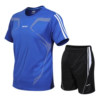 2021 Nove Ljetne muške brand sportske odjeće Odijelo za fitness odjeća za trčanje Casual odjeća Muško odijelo t-Shirt+sportske kratke hlače Prozračni od dva dijela
