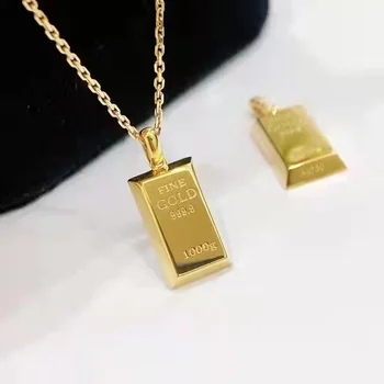 RUIYI 18-karatno zlatno ogrlica sa ovjesom Luksuzni Zlatne cigle Dizajn Neto lanac AU750 za žene Dar nakita