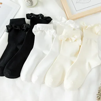 Slatki Stil Djevojke Žene Klasicni Slatka Pamučne Čipke, Kratke čarape sa volanima i ukrašen Čarape za gležnjeva Calcetines Mujer Ženske Čarape Srednje dužine