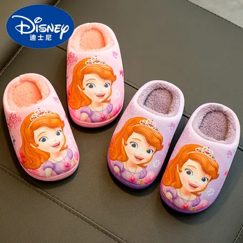 Dječji pamuk, papuče Disney, smrznuto нескользящие tople zimske kućne papuče od crtića za djevojčice, Roditelj-dijete, dječje papuče