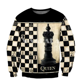 Ljubitelji šaha - Kraljica Šah 3D Print Majica s kapuljačom Za muškarce i žene Harajuku odjeća Pulover zip Majica Svakodnevni unisex-5