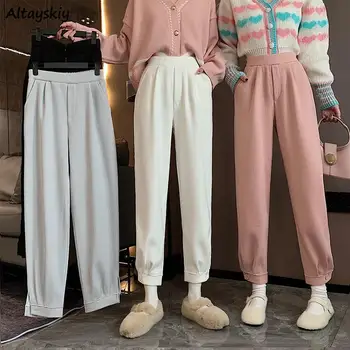 Ženske sportske hlače Za žene Prijatelji za odmor Jesen Osnovna visokim strukom Korejski Stil Elegantan Dizajn Čist Jednostavan College svojim gležnjeva Udoban Ins