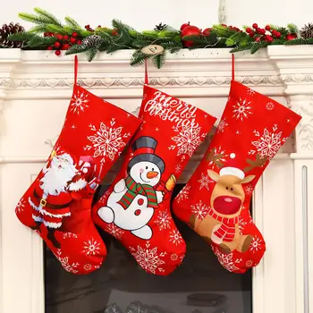 Božićni Dekor Čarape s cartoonish po cijeloj površini Prosječna poklon torba Ukras ogrjev Čarape Dječje poklon torba Držač čokolade Kućni dekor