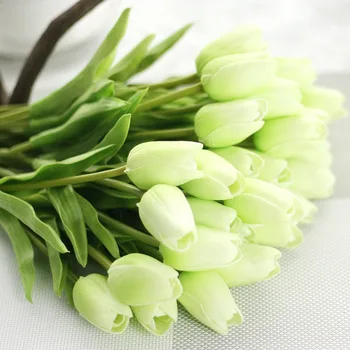 6 kom. Umjetna PU Mini Tulipana Višebojnom Lažni cvijeće Usp Dekor Buket Aranžman za kućne zabave Dnevni boravak Poklon vazu u Ukras