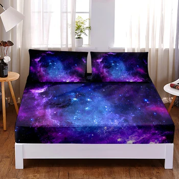 3D Ispis Prilagoditi Zvjezdano Nebo svemir Izgrađen Krevetu Queen Size Kralja Guma Krevetu Kućni Ukras Spavaće sobe 1pc