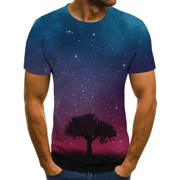 2021 Ljetna novi modni muška t-shirt big tree starry sky top 3D ispis s kratkim rukavima i okruglog izreza негабаритная moderan vanjski odijevanje