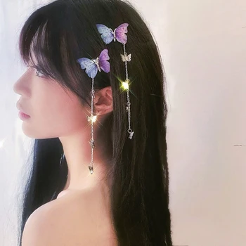 Ukosnice-leptir Nova Korejska pređe Elegantna Metalna Četkica Duge Kopče za kosu za žene Hanfu Antičke Večernji Pribor za kosu