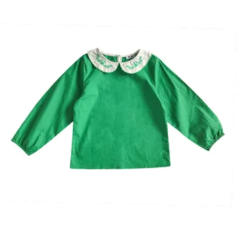 Jesenski odjeća za djevojčice dugi rukav polo Dječja majica sa izvezenim Cvjetni bluza Vrhovima Dječje majice za djevojčice DT556