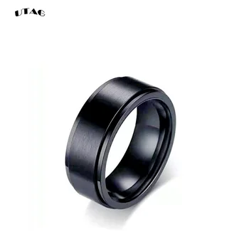 8 mm, Crna Metalik Boja Vrti prsten za muškarce Pribor za stres Klasični Zaručnički prsten od nehrđajućeg čelika Svakodnevne nakit Vikinzi