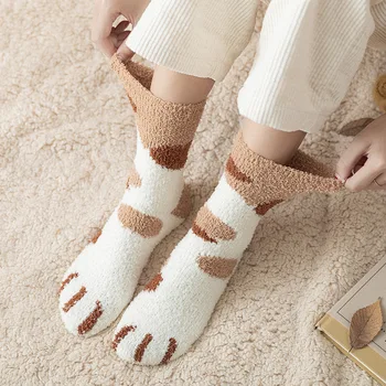 Instime Kawaii Trendy ženske čarape Mačji šape Obložen Toplo podne, Krznene Čarape, Ženske 1 par/pakiranje prodaja na Veliko