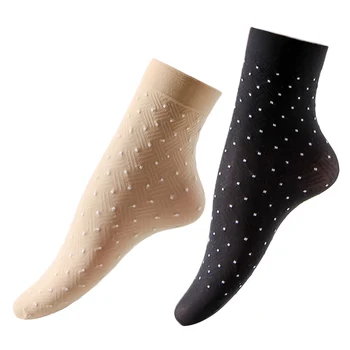 Ženske čarape grašak Ljetne kratke čarape svojim gležnjeva 2021 Nova moda Prozirne najlonske čarape na pruge Crna Kaki Calcetines Mujer