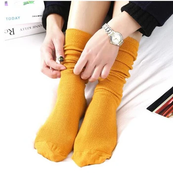 Čarape Ženske Jesensko-zimske tople meke prozračna čvrste ženske čarape u korejskom stilu Kawaii Trendy ženske čarape s visokom elastičnošću