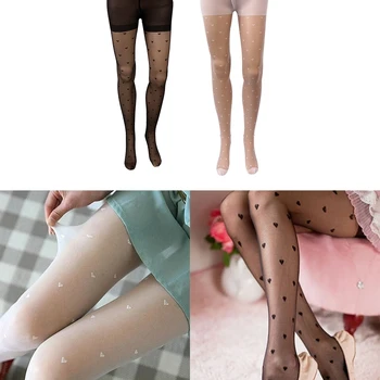 2021 Ženske seksi Hulahopke Nadkoljenice Donje Ljubavi Srce Prozirne Hulahopke Crne Čarape Od Mikrovlakana Akril Vruće Seksi čarape