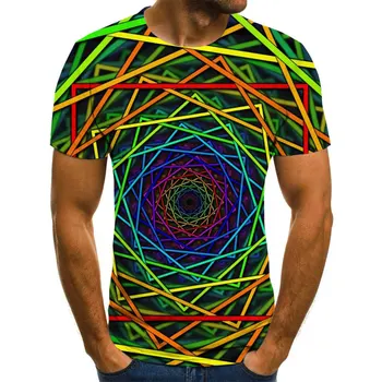 2021 Ljeto Novi 3D Boja Vrtoglavica Muška cool majica Ljetna Popularna ulične Mode s okruglog izreza i kratkih rukava Prozračna prodaja na veliko