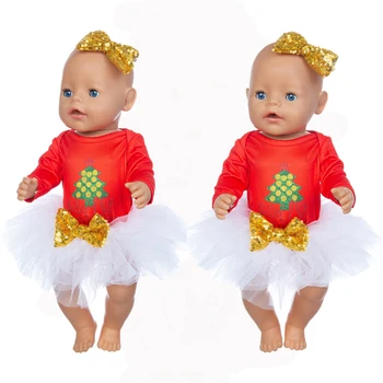 Nova haljina Božićni odijelo Lutkarska Odjeća Odgovara za 17 cm 43 cm, Lutkarska Odjeća za novorođenčad Odijelo za Rođendan Djeteta Blagdanski Dar
