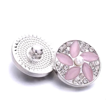 K0030 Cvijet i Leptir Pahuljica je Kristal dragulj Kamena rođenja 18 mm Metalni gumb ugriz nakit DIY narukvica