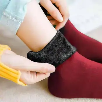 4 Para ženskih zimske tople čarape Утолщают Toplinske najlon kašmir čvrste čarape Mekani snijeg baršun čizme za spavanje Crna čarapa