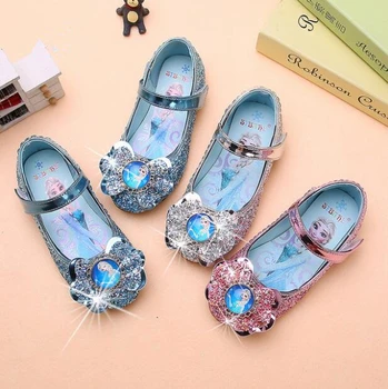 Disney Trendi ljetne sandale za djevojčice s lukom od kože Smrznuto haljinu na ravne cipele Cipele Elsa Princeza Sandale za stranke Usamljena cipele