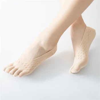 1 Par Trendi ljetne čarape s tankim vrhom Papuče Za žene Lady Nevidljive silikon neklizajući Čarape sa pet prstiju