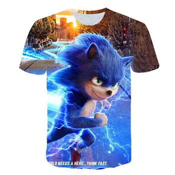 Novo ljeto 3D Super Sonic Print Crtani Svakodnevne majice sa po cijeloj površini Vrhovima Odjeća Dječja odjeća iz crtića Casual majica za djevojčice Sonic
