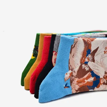 Novi retro-umjetničke pamučne ženske, muške čarape za posade Poznata serija slika s uzorkom Novost Casual šareni dizajn Harajuku Sox Smiješno Vruće