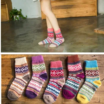 1 par novih debele tople vunene ženskih čarapa Witner klasicni Božićne čarape šarene čarape ženske čarape