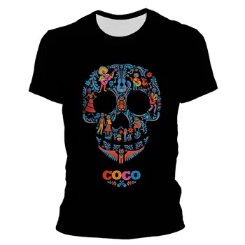Majica sa animacijom Coco Muška majica s lubanjom u stilu punk-rock s 3d ispis za dječake i djevojčice, Dječje majica muška odjeća Vintage Ljetne majice Plus size