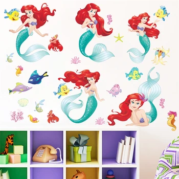 Disney princeza sirena 25*70 cm naljepnica za zid za dječje sobe home dekor crtani naljepnice za zid, PVC plakati diy zidno slikarstvo