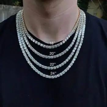 Moda 1 broj gorski kristal za muškarce hip - hop ogrlica rap pjevačica Ogrlica ledene tenis lanac ogrlica je sjajna crystal donje ogrlica
