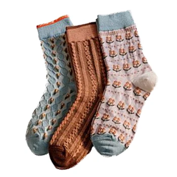 Prozračna udobne ženske pamučne čarape Berba Duge čarape, srednje dužine Zimske Biciklističke slatka čarape u ulici stilu